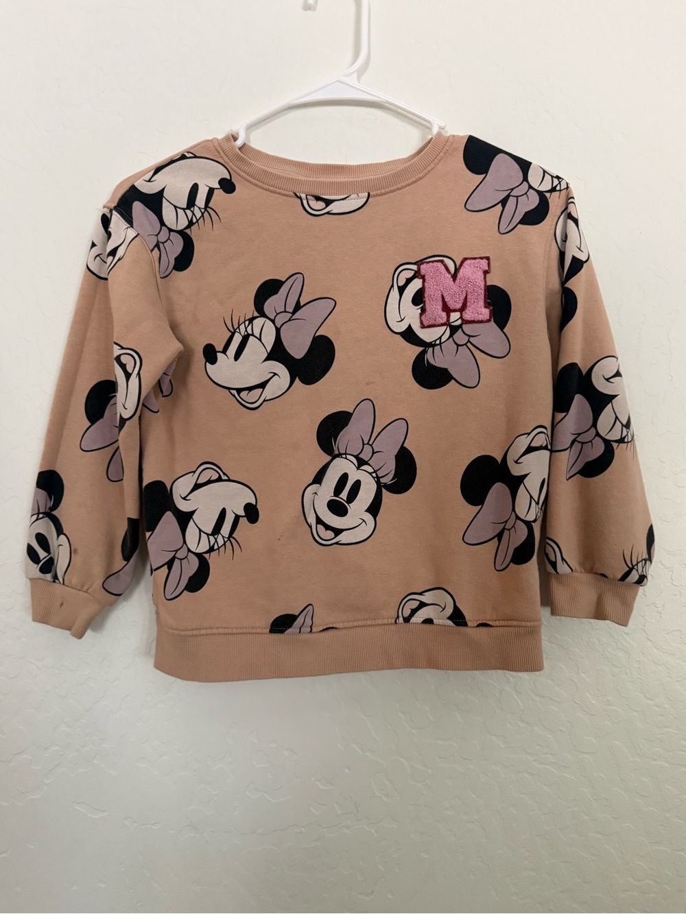 Disney Minnie Mouse Peach Pullover with Pink 'M' Patch